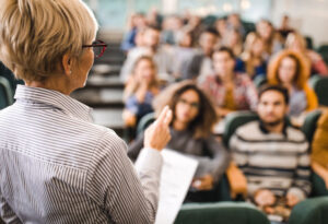 female teacher in lecture