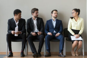 job applicants but only one woman among men