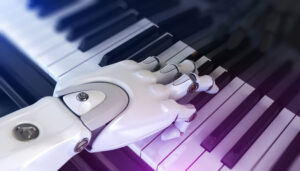 robot playing piano