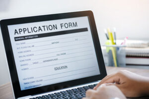 application form on laptop