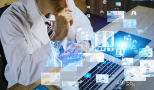 doctor using ai technology in office