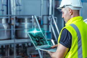 smart engineer on laptop