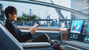 automated car with passenger