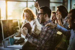cheerful group of programmers