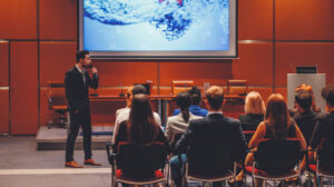 speaker in convention room