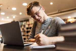 studying in the library