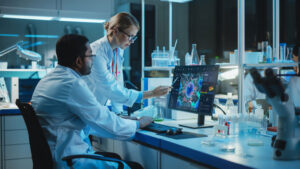 biotechnologists in lab