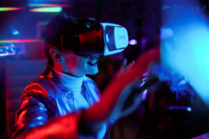 female in vr headset