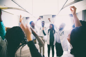 medical team celebrating