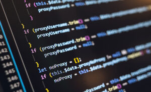 screen showing software code