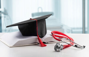 stethoscope and grad cap