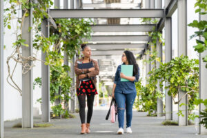 students walking on campus