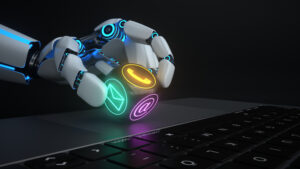 robot hand throwing cube