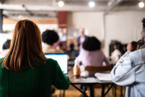 young female student in class